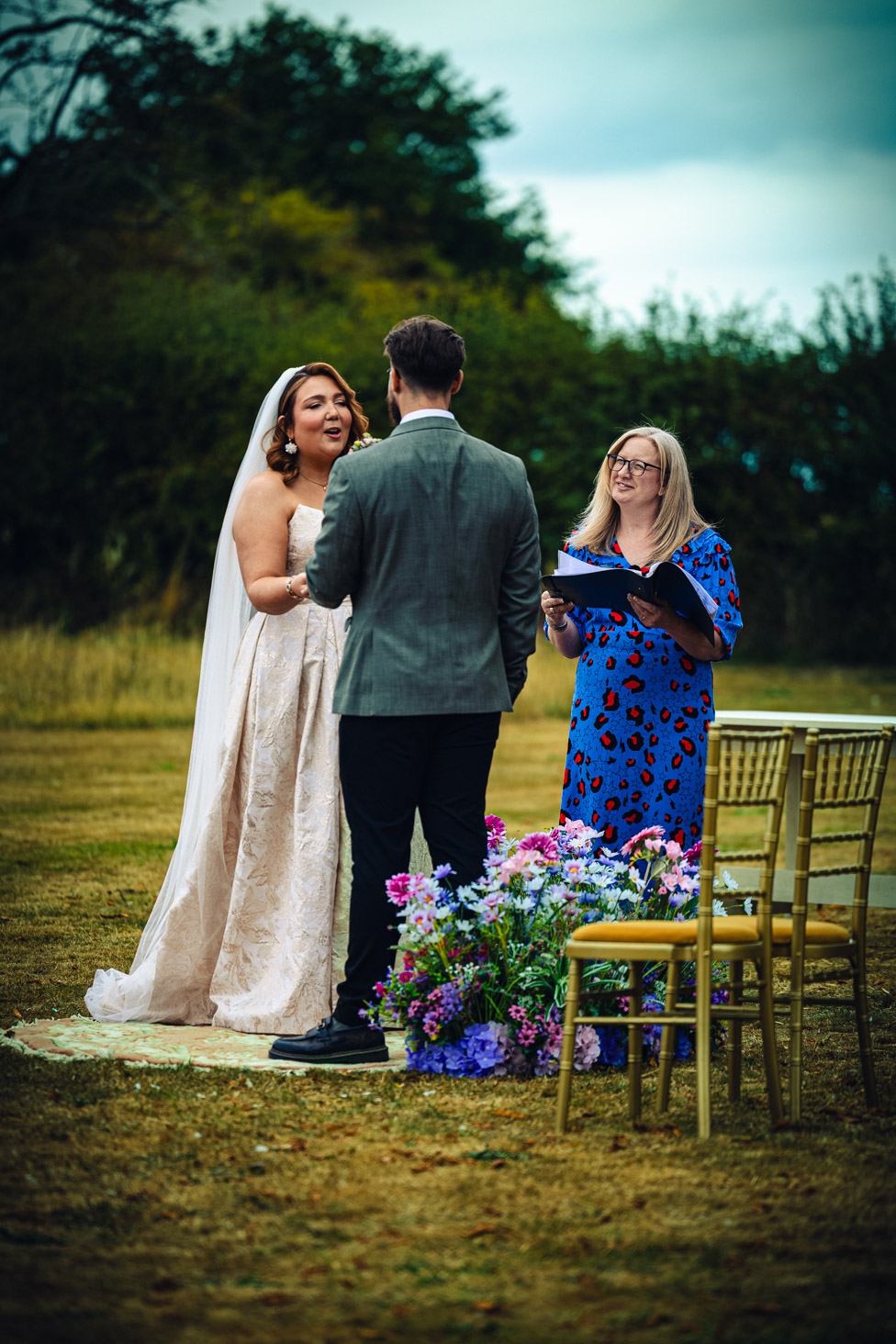 Deb Reed Celebrant Colchester Essex, performing the ceremony at Sophie and Harleys wedding.